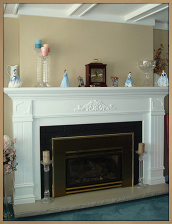 Brick Fireplace Makeover - After new custom wood mantel installed